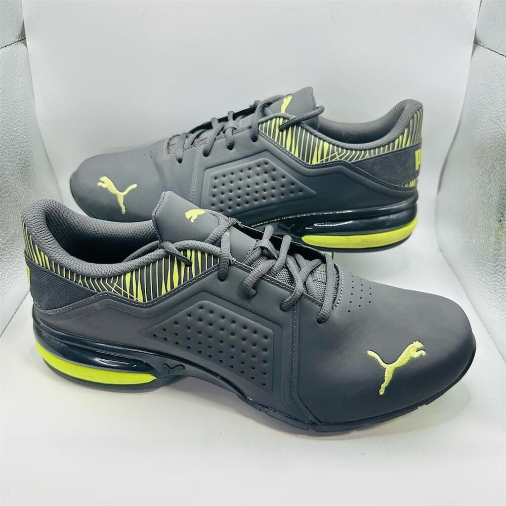 Puma Viz Runner Graphic Men's Running Shoes Gray Black Lime Punch Size 12